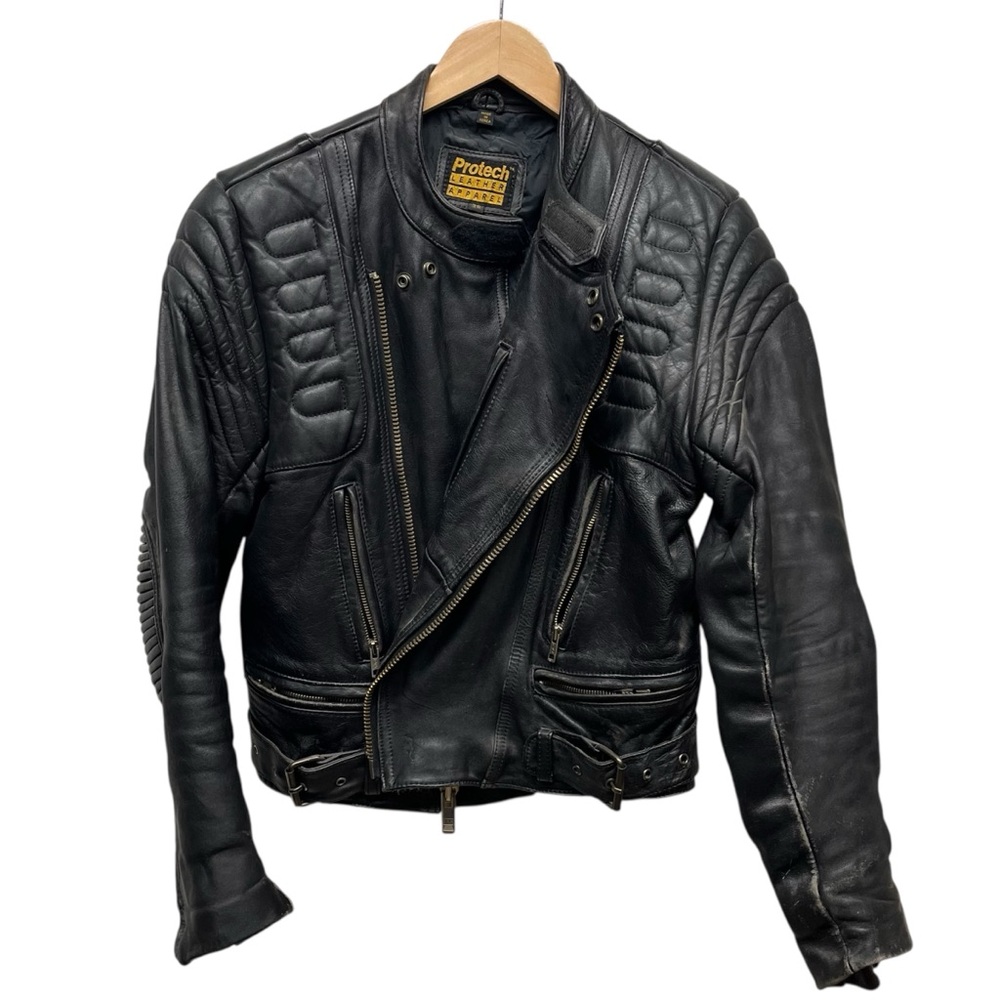 Genuine Leather Black Protech Biker Jacket